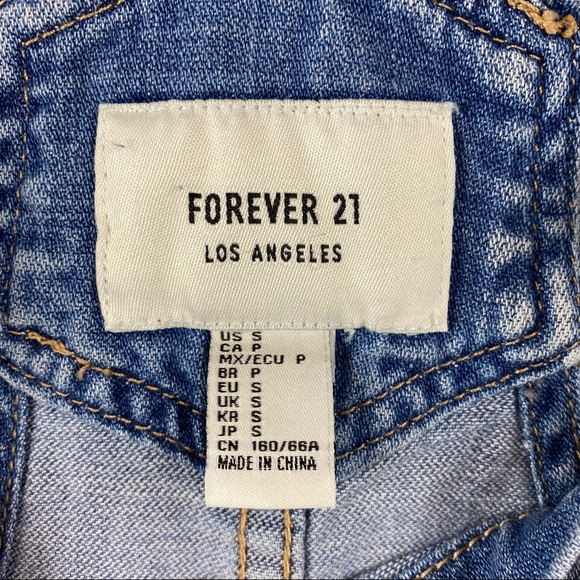 F21 Premium Distressed Denim Overall Shorts - Picture 4 of 9